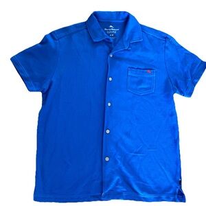 Tommy Bahama Mens Button Down Short Sleeve Shirt Size Medium Blue